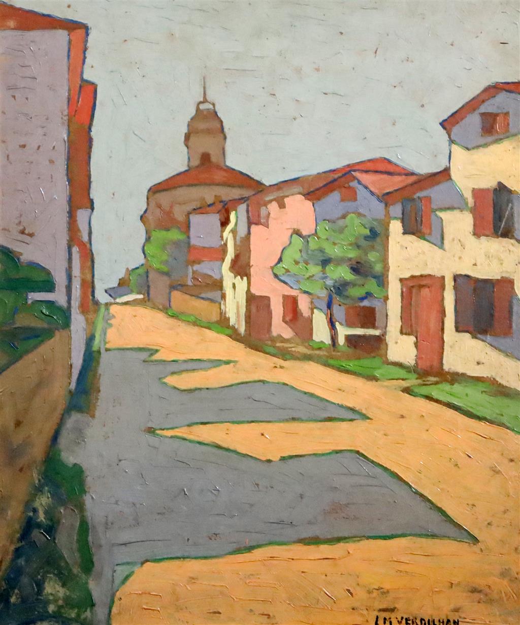 Circle of Louis-Mathieu Verdilhan (1875-1928) Street scene 17.5 x 14.5in.